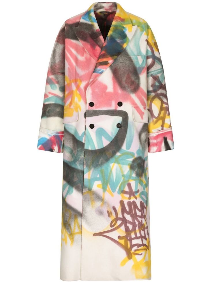 Dolce & Gabbana graffiti-print double-breasted coat