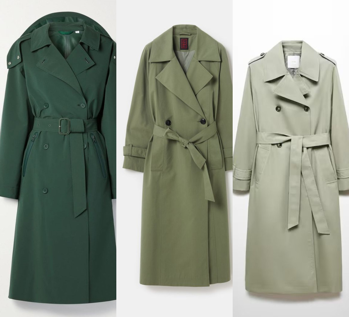Тренчі у відтінках зеленої гами