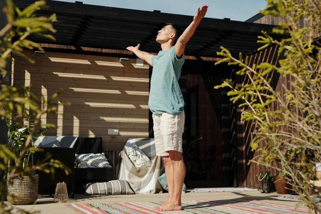 energy person sunny morning