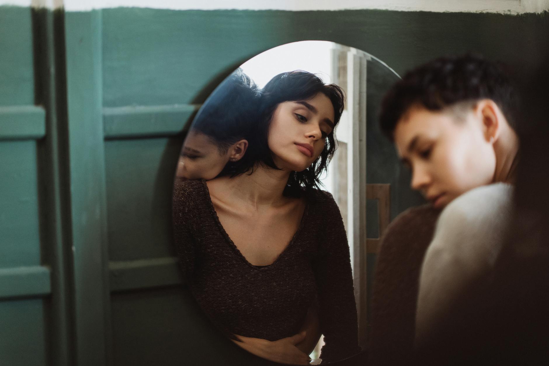 self reflection mirror person
