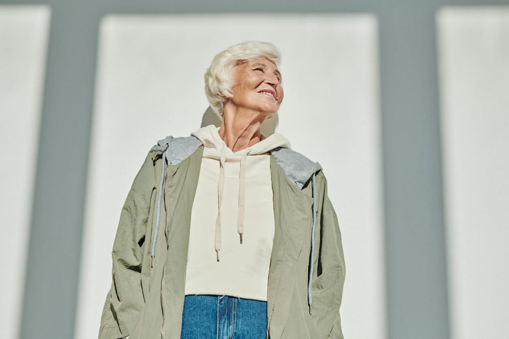 aging woman happy mature