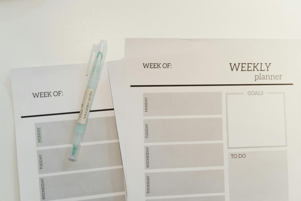 weekly cleaning schedule list