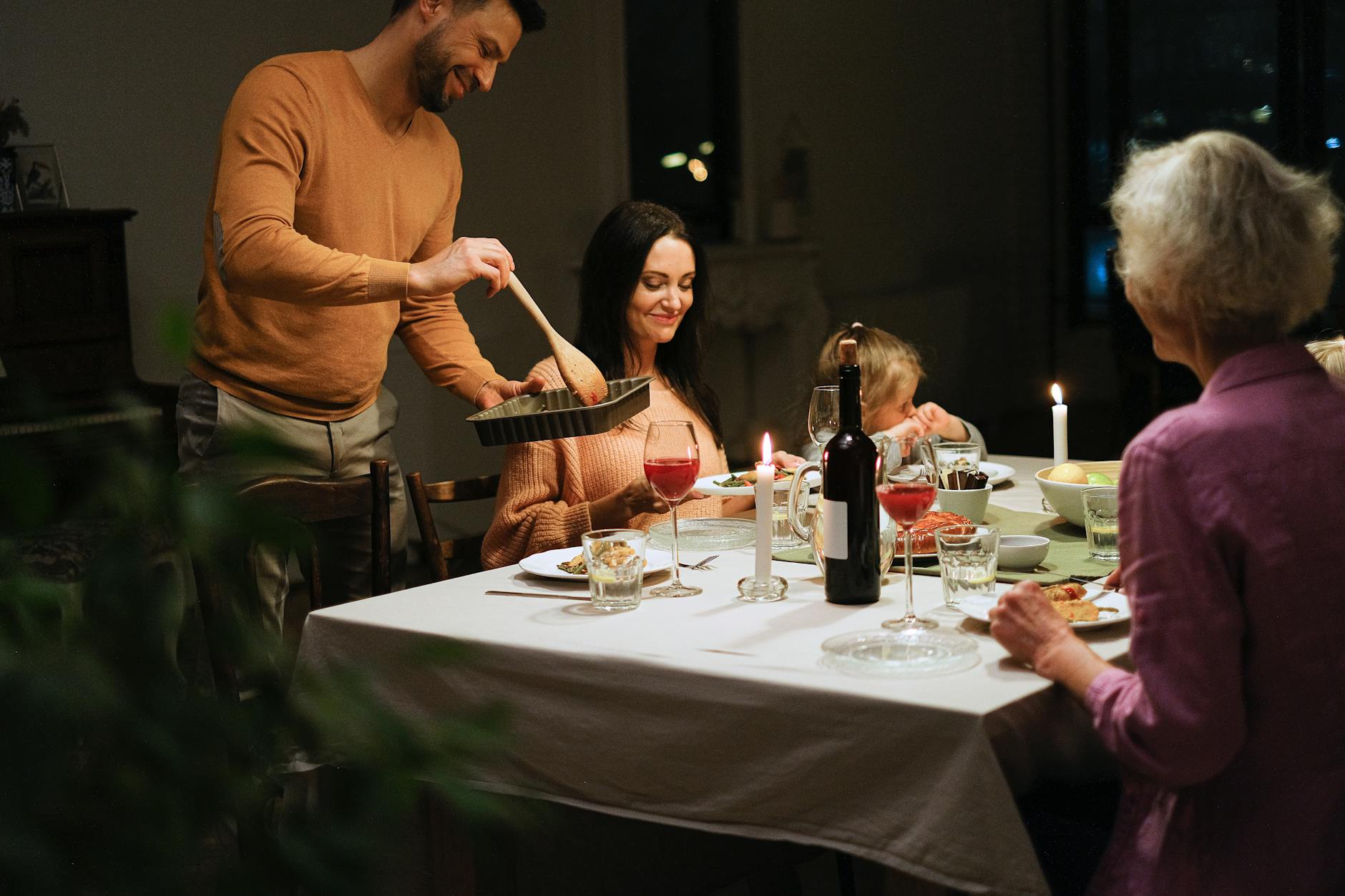 family dinner together evening