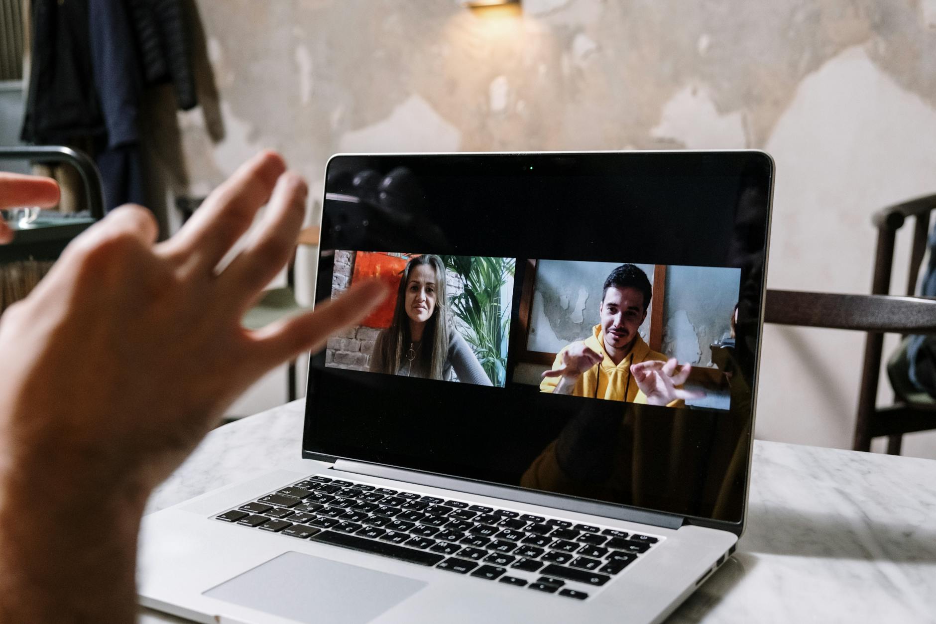 video call zoom laptop meeting