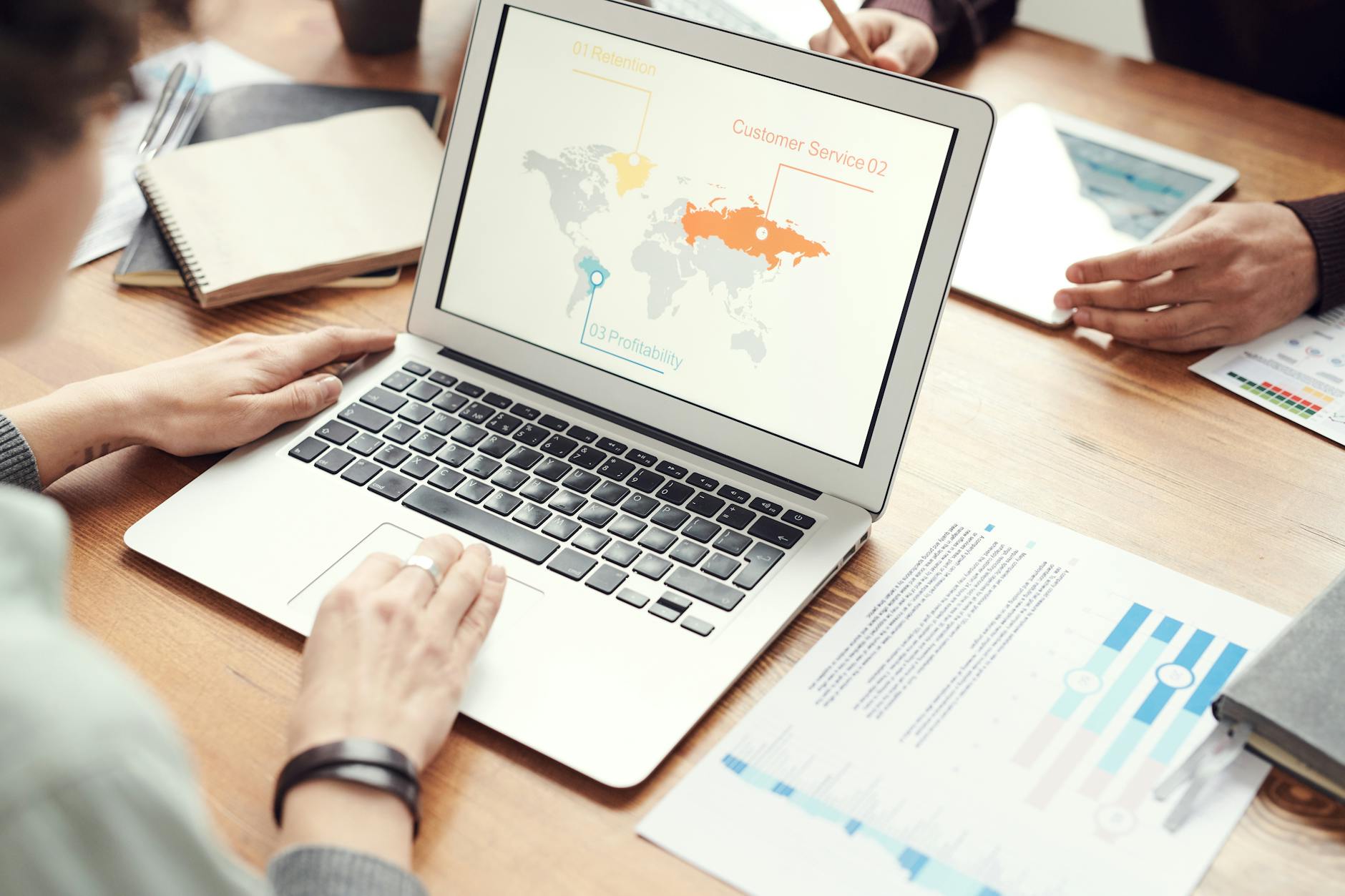 international business map laptop