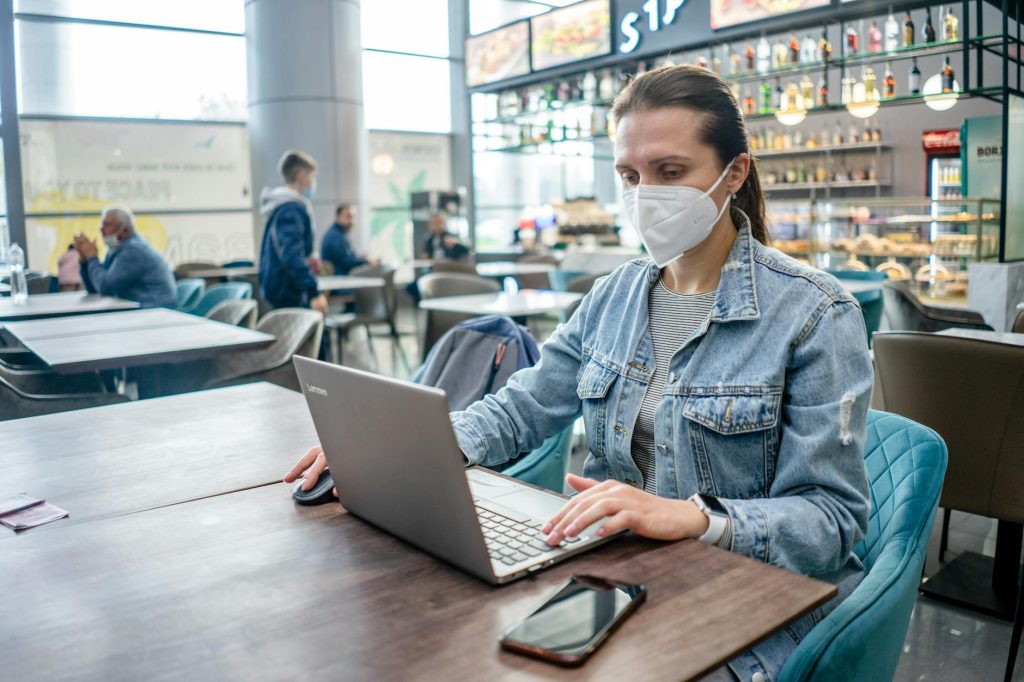public wifi cafe laptop coffee