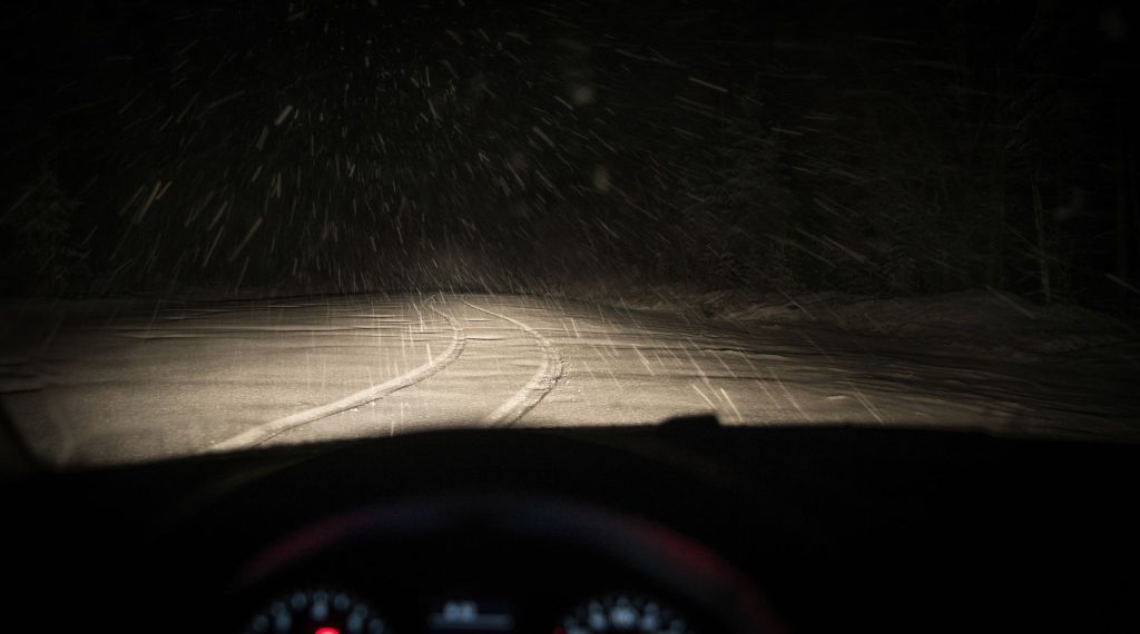 snow driving winter road