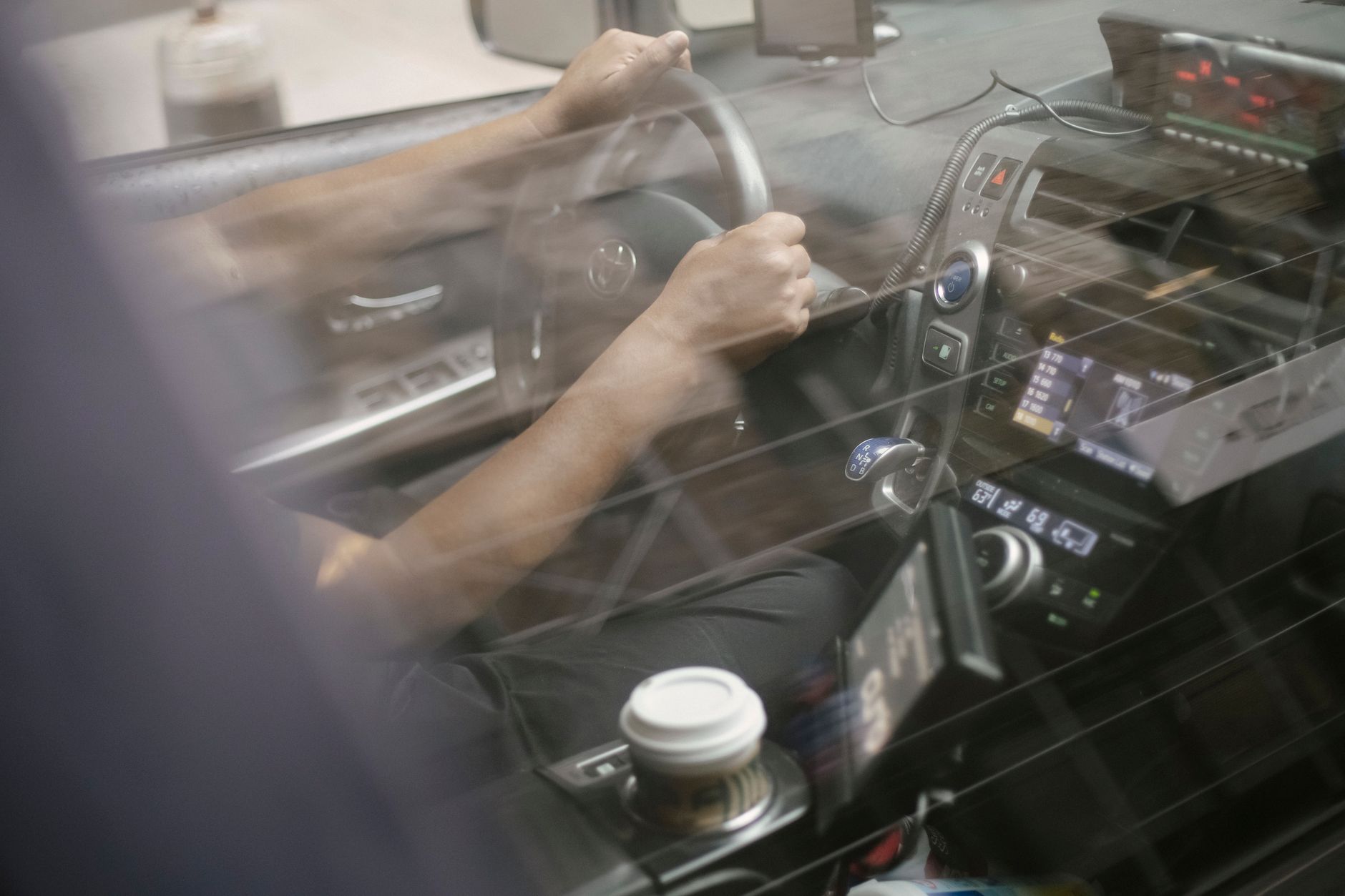 driver tired coffee road
