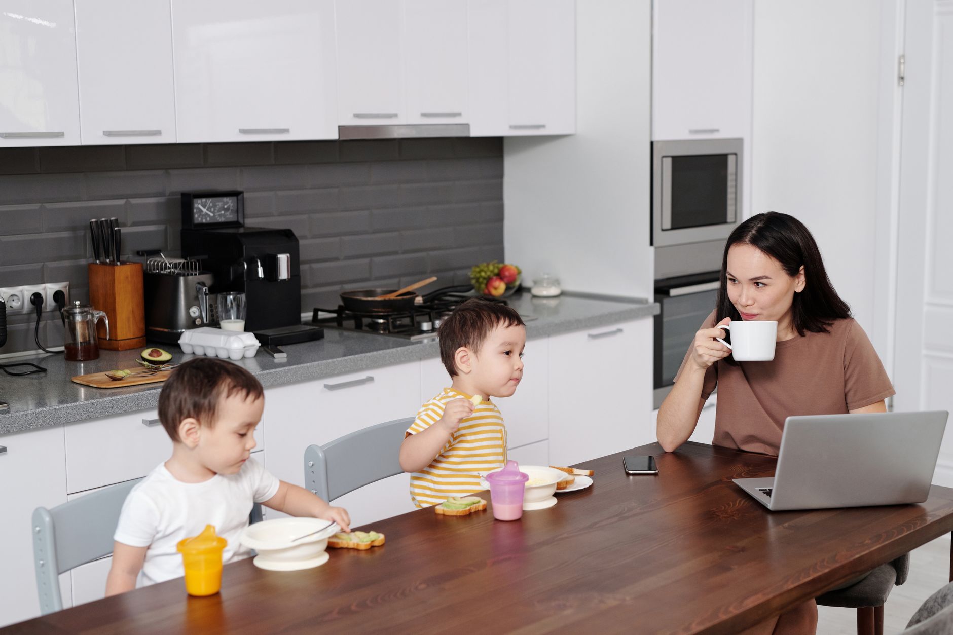 family morning breakfast coffee