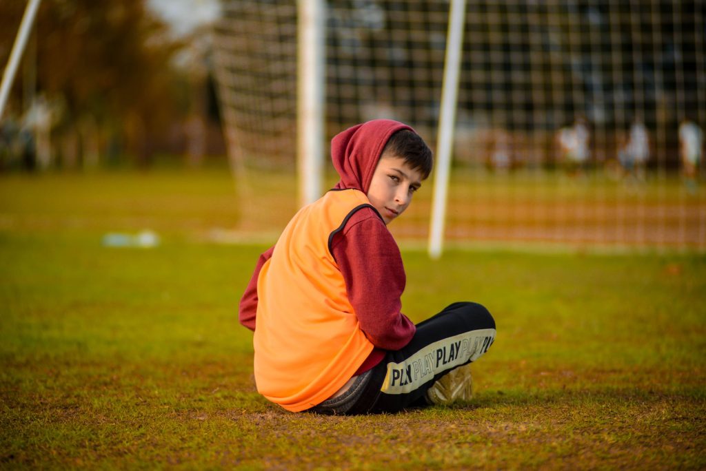 kid football training boy