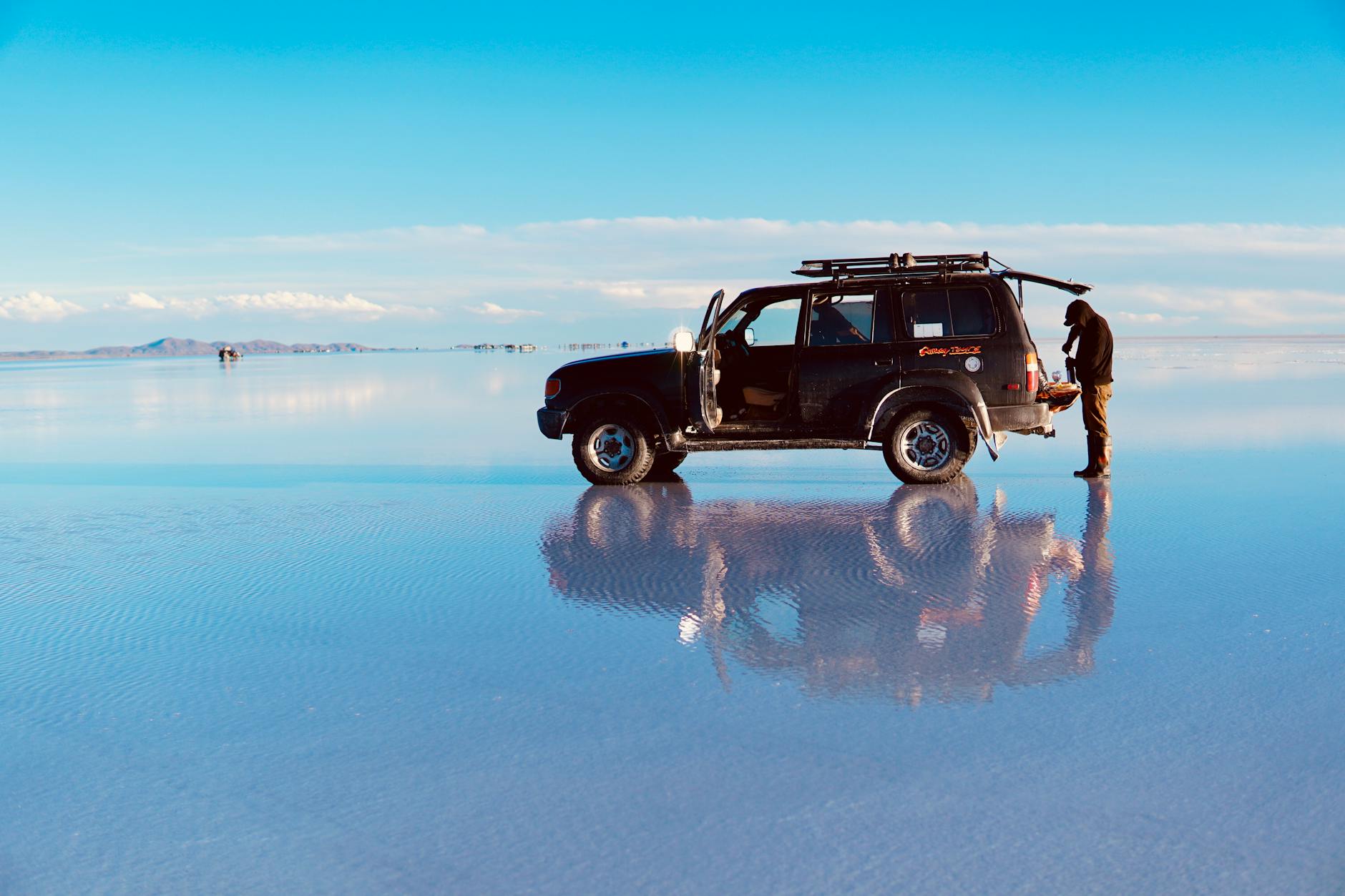 salt winter road car